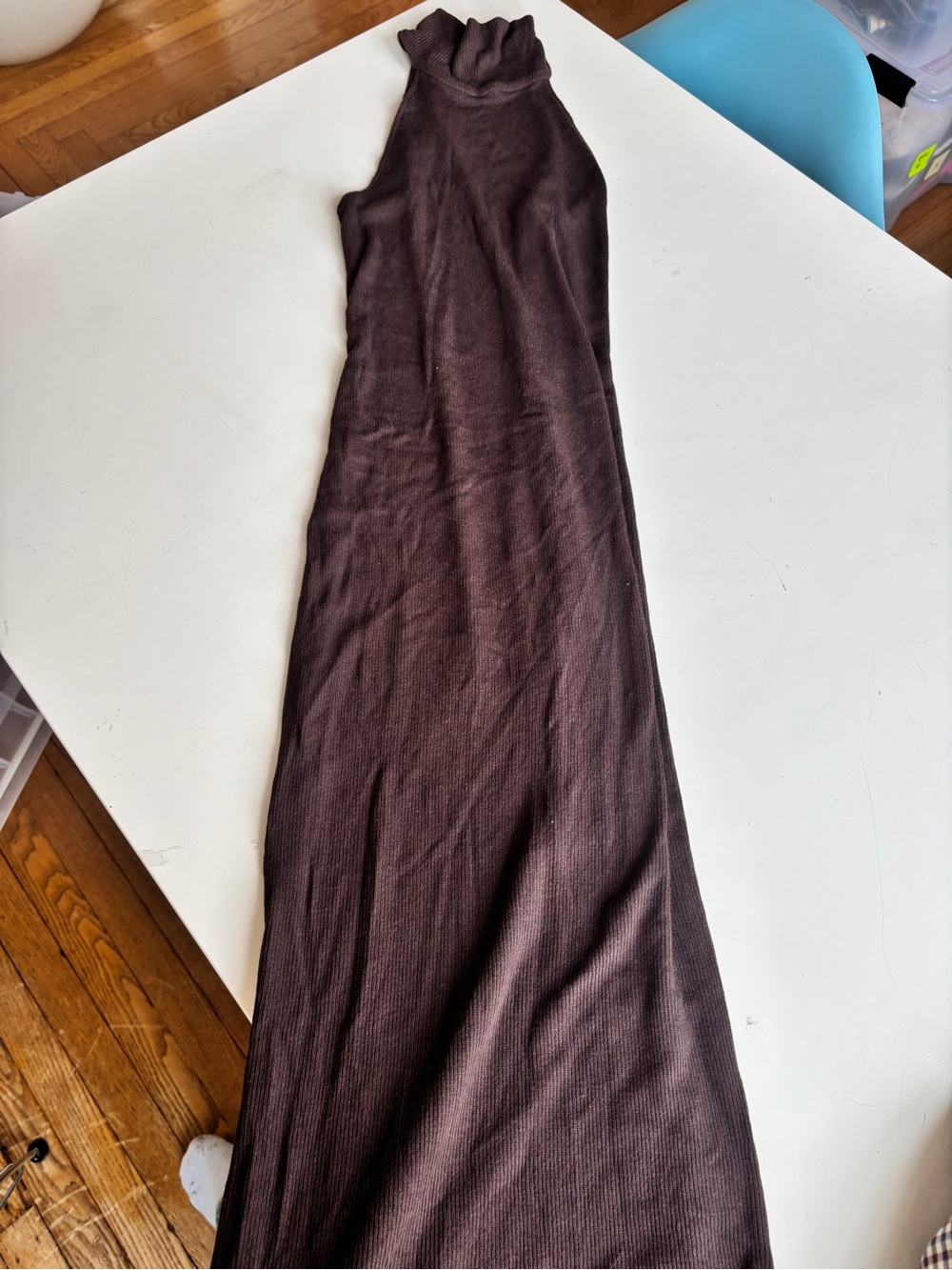 Enza Costa Sleeveless Mock Neck Maxi Dress in Dark Brown